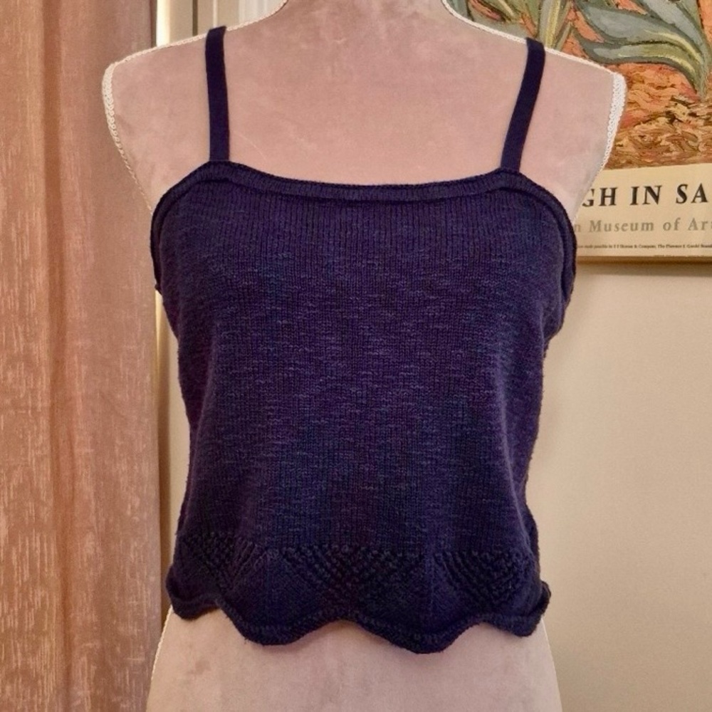 🟠NWT FRYE Crochet Hem Tank in Nightfall Navy
